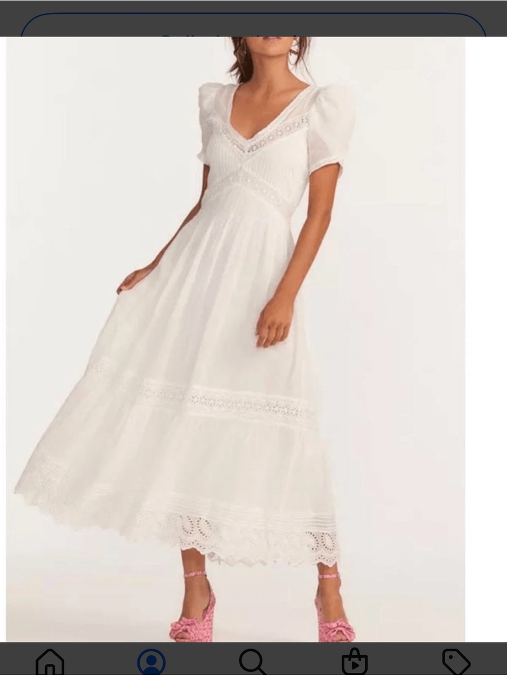 LoveShackFancy White Eyelet Maxi Dress with Puff Sleeves